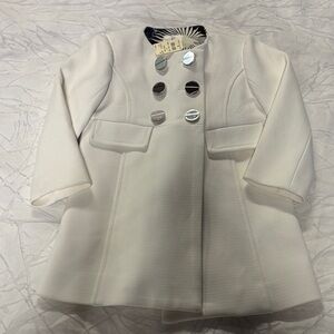MIni Milly White Double-Breasted Coat with Silver Buttons, NWT